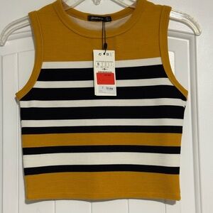 Jordache Women's Mustard and Black Striped Tank Top